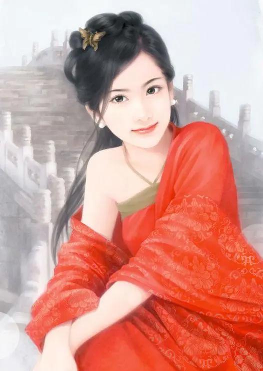 二次元古巷古风美女，红衣女子图集