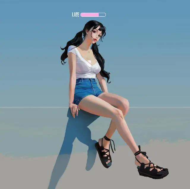 良心画师！满足了阿宅对“二刺螈美女”的所有幻想，黑长直占一半