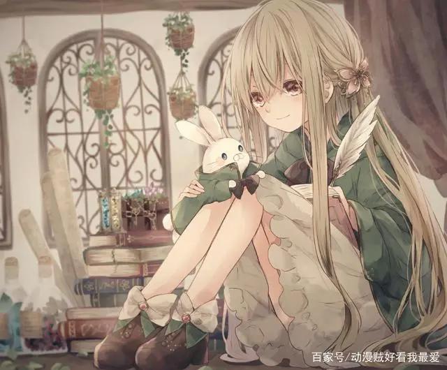 二次元美少女很可爱，如果加上兔子会如何？简直不要太美。