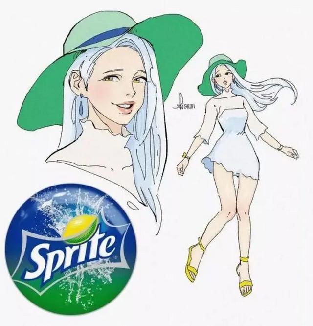 汽水拟人变二次元美女,雪碧清纯又可爱,可乐充满御姐范