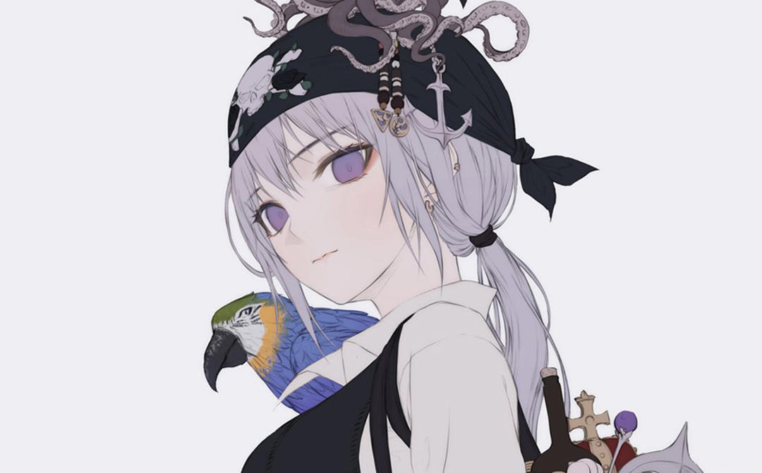 精致干净的二次元美女插画，背景单一，看上去却很让人舒服