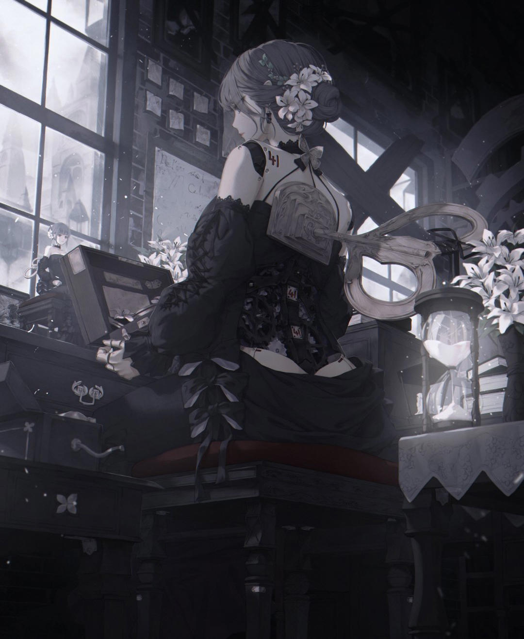 精致干净的二次元美女插画，背景单一，看上去却很让人舒服