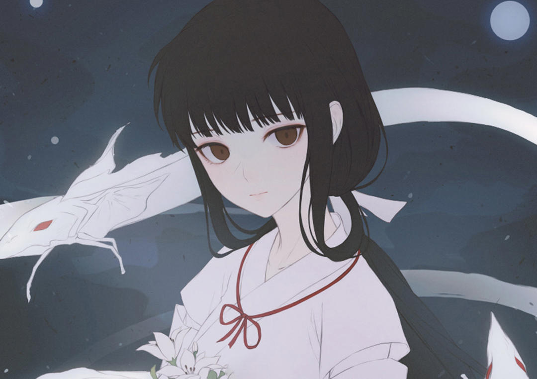 精致干净的二次元美女插画，背景单一，看上去却很让人舒服