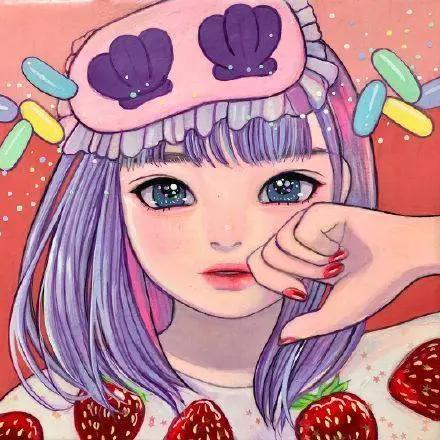 日式炫彩的美女插画，被美食围绕的场面“张口就想吃”！