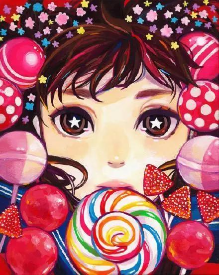 日式炫彩的美女插画，被美食围绕的场面“张口就想吃”！