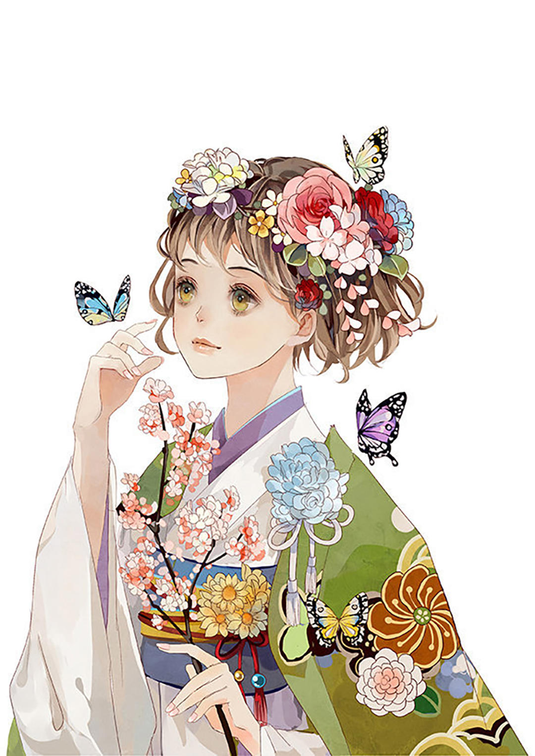 中国风浓郁的二次元美女插画，人物有一种孤婉的气质