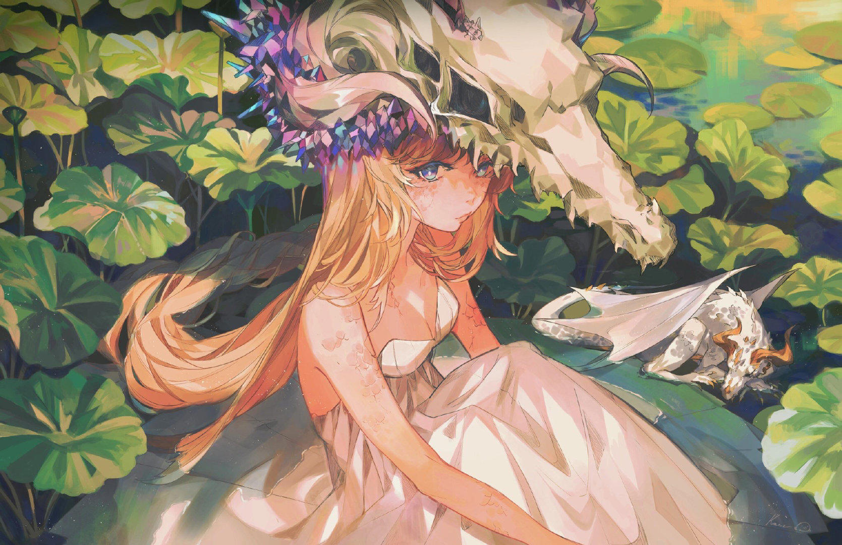 漂亮的日系二次元美少女同人插画，给人一种微妙的狂草既视感