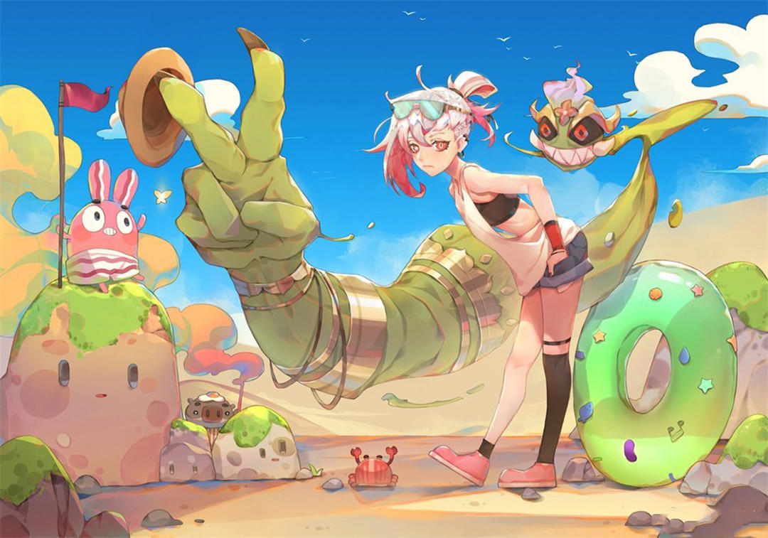 色彩绚丽的二次元美少女同人插画，非常吸引眼球