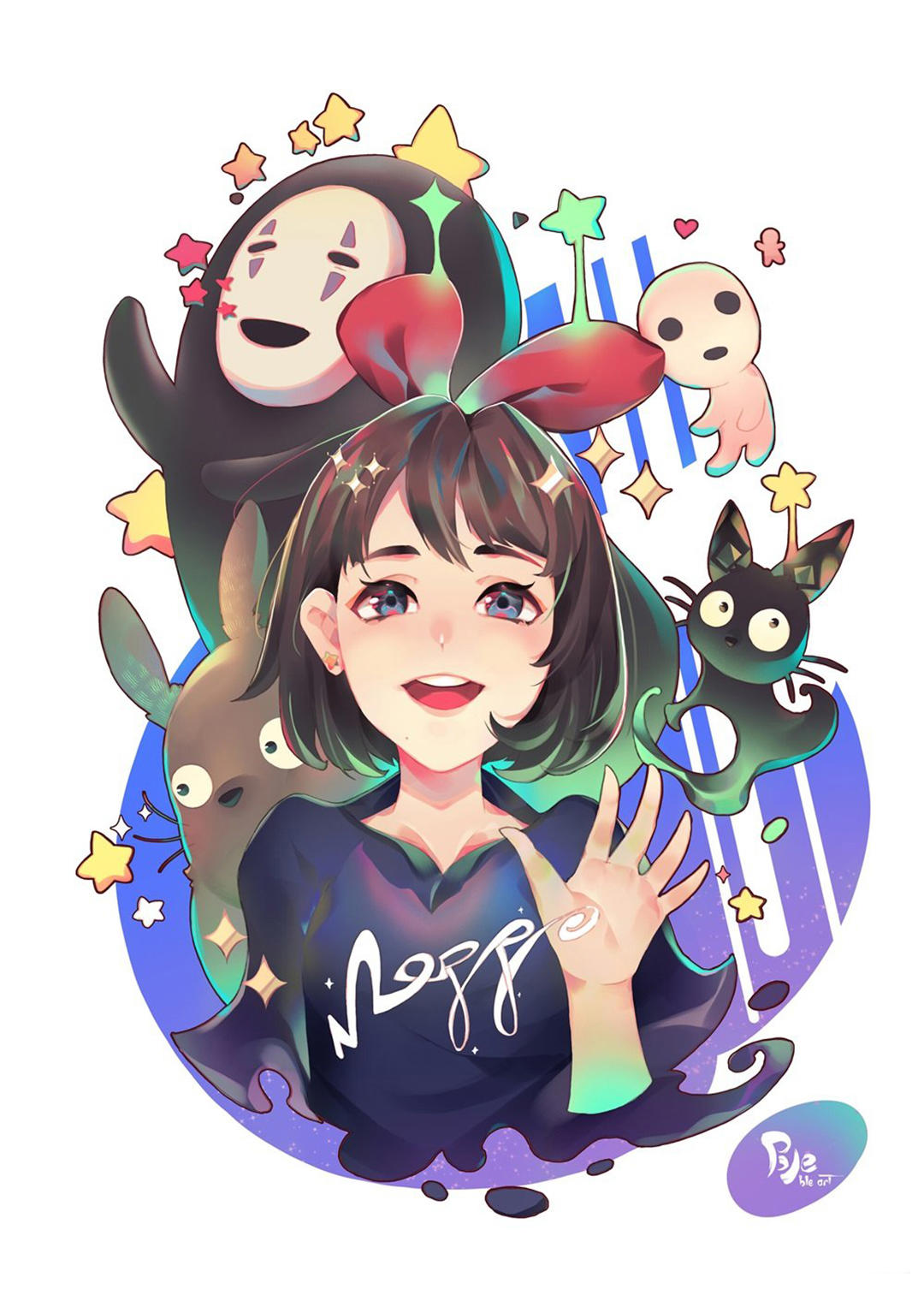 色彩绚丽的二次元美少女同人插画，非常吸引眼球