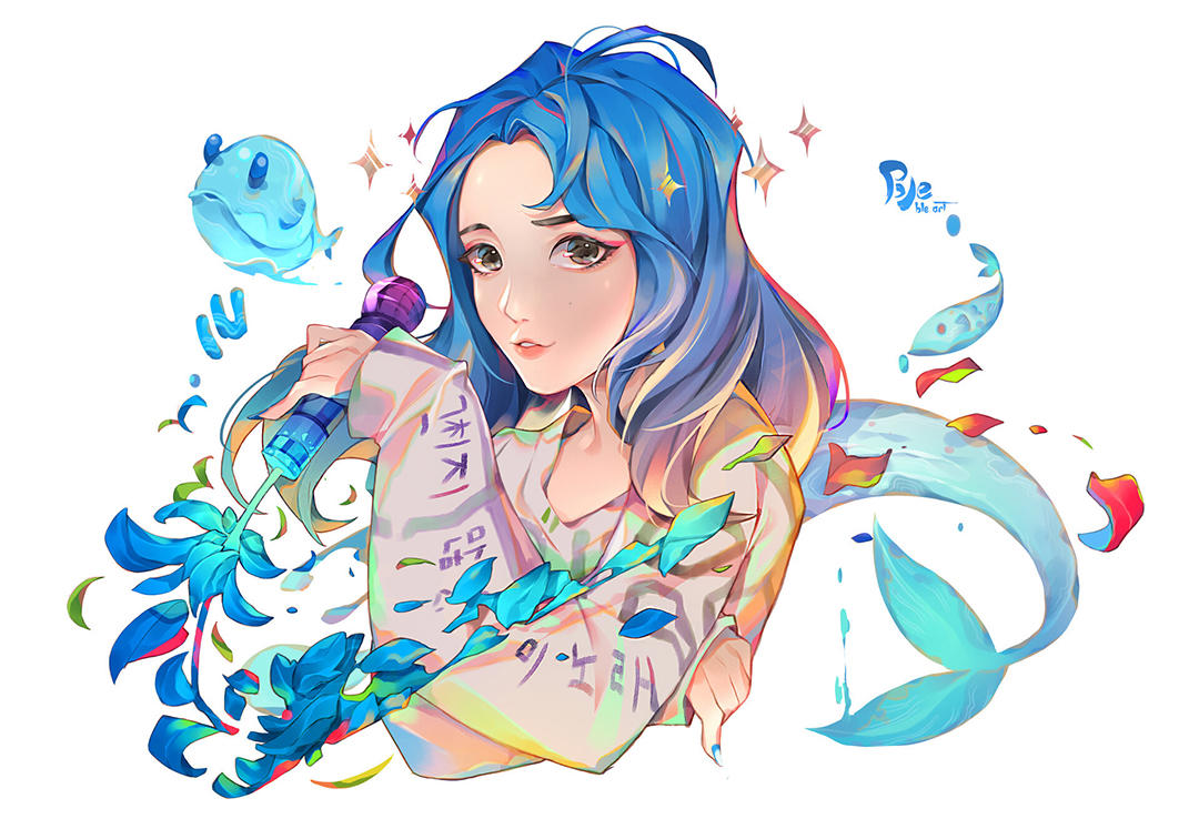 色彩绚丽的二次元美少女同人插画，非常吸引眼球