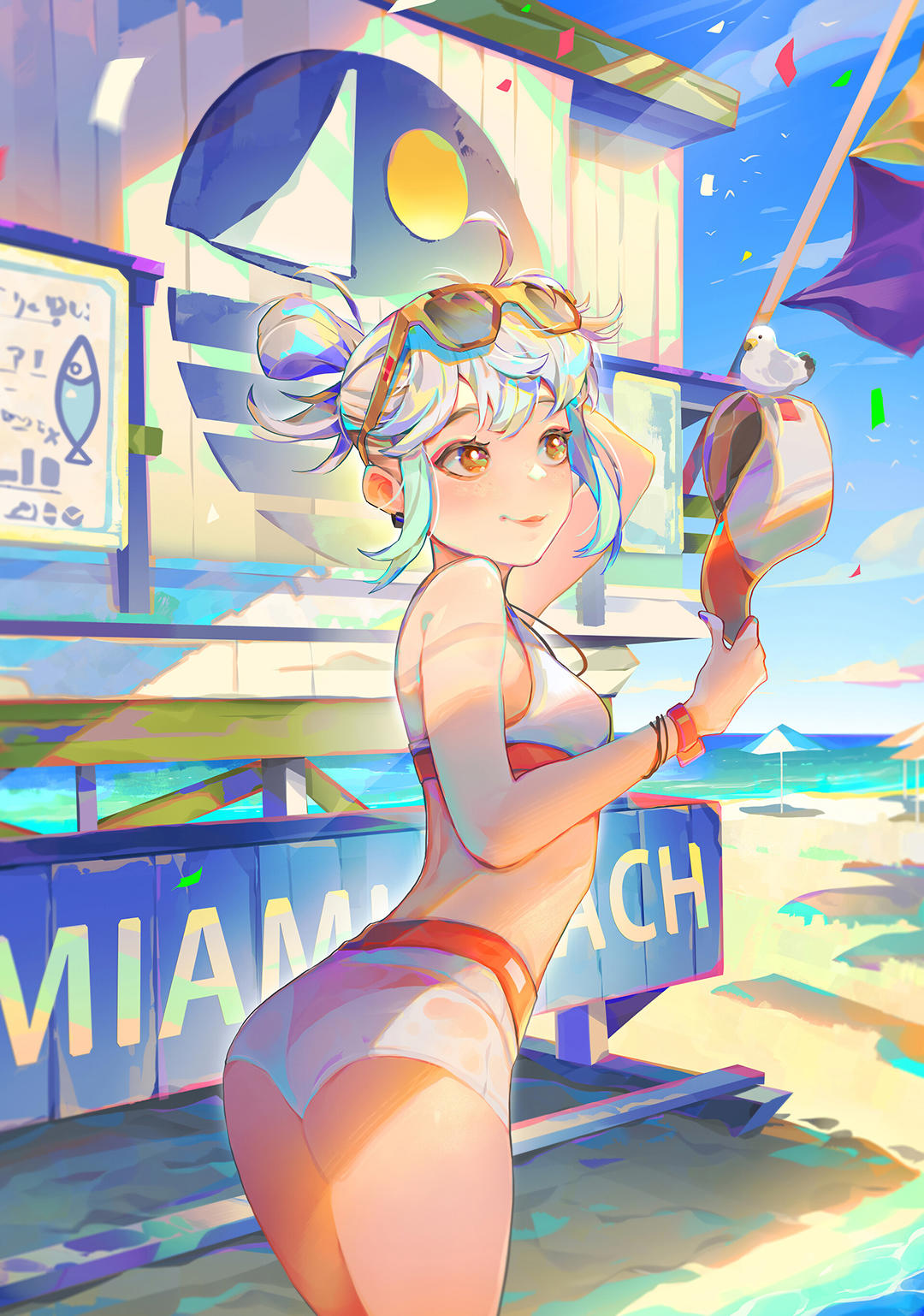 色彩绚丽的二次元美少女同人插画，非常吸引眼球