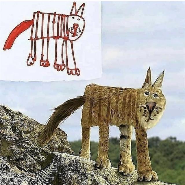 儿子画画抽象，老爸改图技术高，儿子画成什么样都能在三次元找到