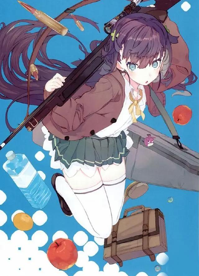 18张持枪少女动漫壁纸，明明是娇柔的少女却玩枪技术一流？