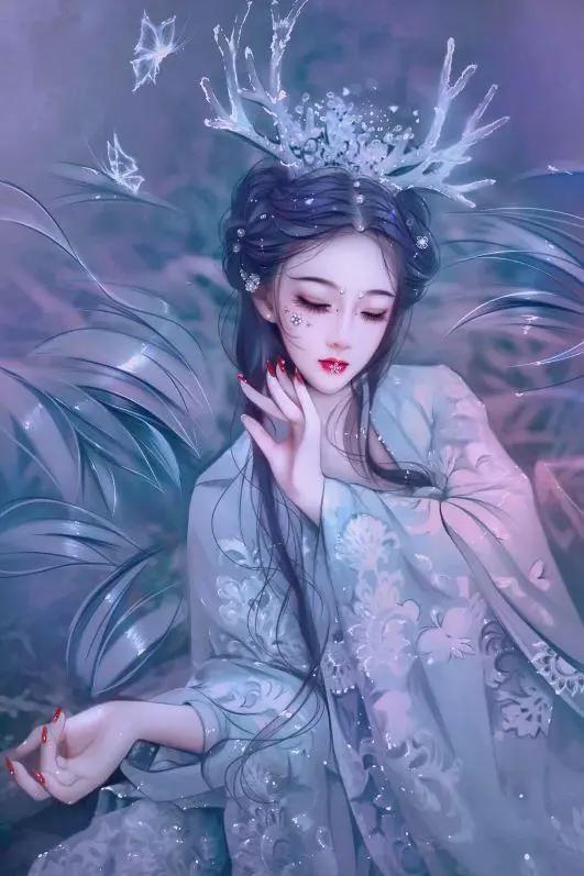 古风动漫女生头像&你携缓缓月色而来，而雪也好似温柔弥漫