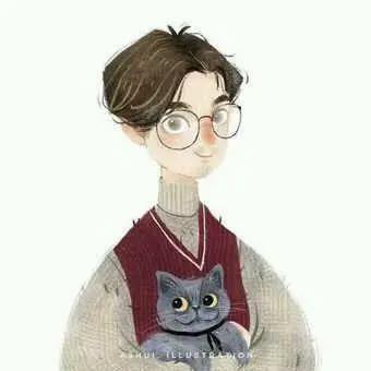 超治愈的蓝色背景情侣头像