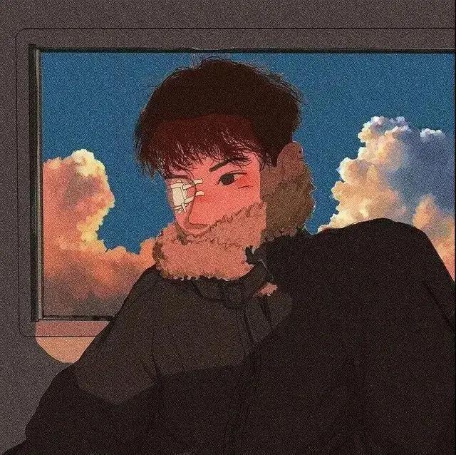 超治愈的蓝色背景情侣头像