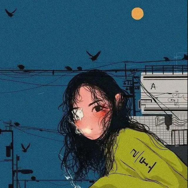 超治愈的蓝色背景情侣头像