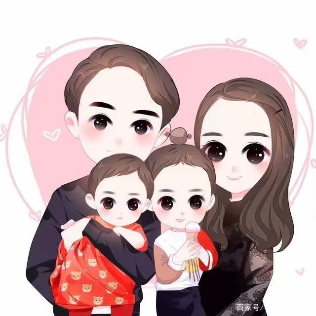 动漫手绘头像，一家四口头像合集，全家福微信头像