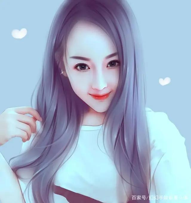 真人手绘动漫版女生微信头像！蓝色妖姬风格分分钟拿下男票的心！
