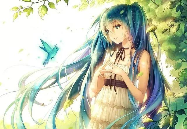 头上有点绿的4个二次元角色，初音红遍全球，绿久小天使人气无敌