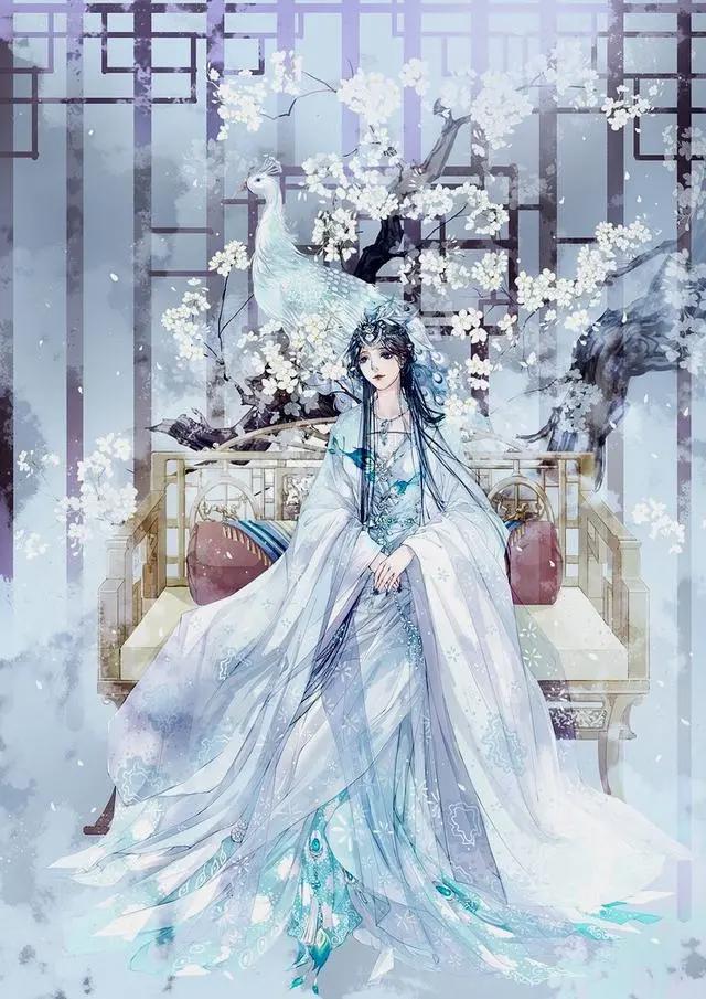 古风少女动漫绘图，愿我如星君如月