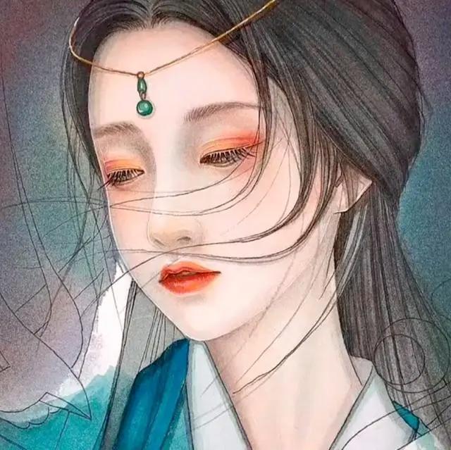 古风少女动漫绘图，愿我如星君如月