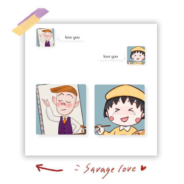 超好看的樱桃小丸子和花轮同学卡通情侣头像