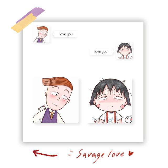 超好看的樱桃小丸子和花轮同学卡通情侣头像