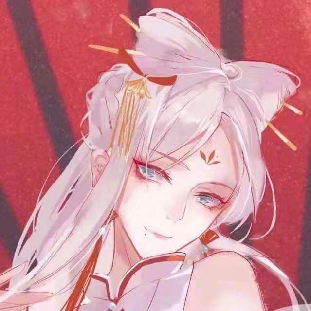 古风动漫情侣头像，橘色和蓝色，这是最明亮的颜色！