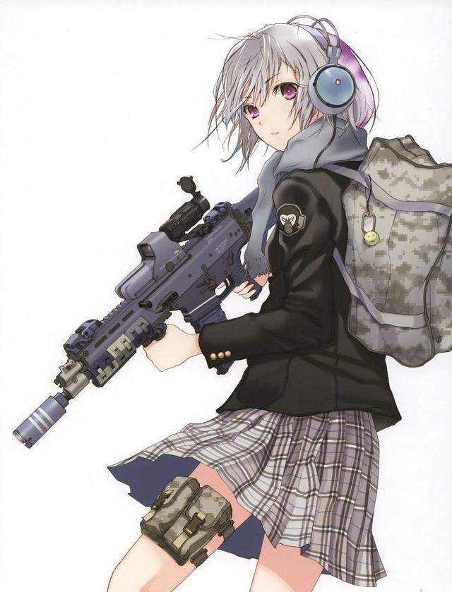 二次元女生头像拿枪