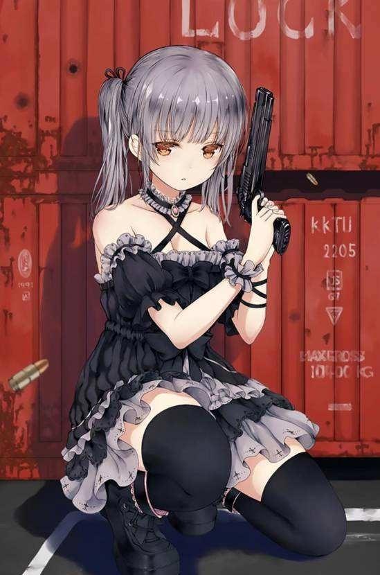 二次元女生头像拿枪