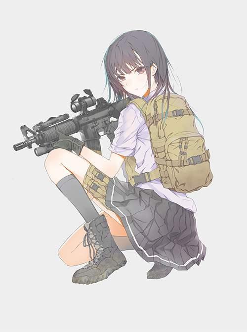 二次元女生头像拿枪