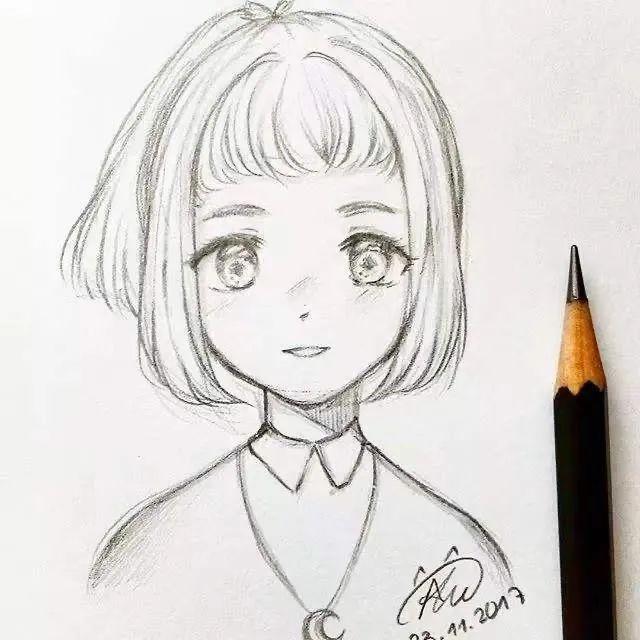 「CG原画插画教程」可爱动漫女生头像手绘线稿素材