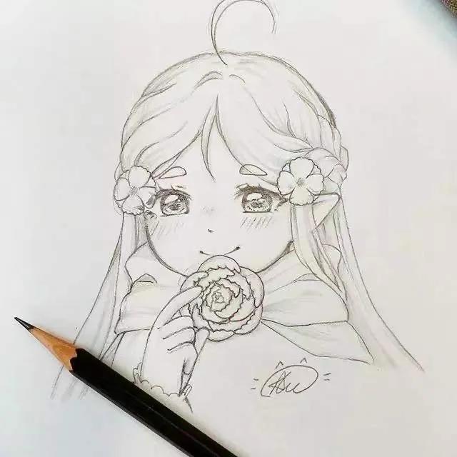 「CG原画插画教程」可爱动漫女生头像手绘线稿素材