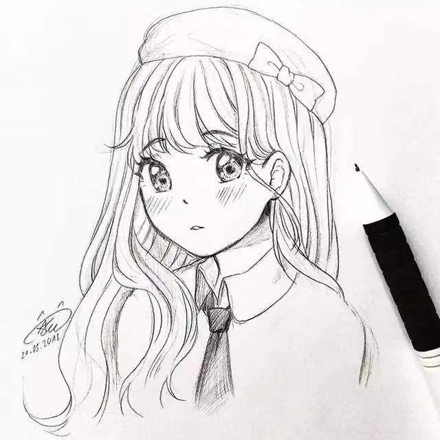 「CG原画插画教程」可爱动漫女生头像手绘线稿素材