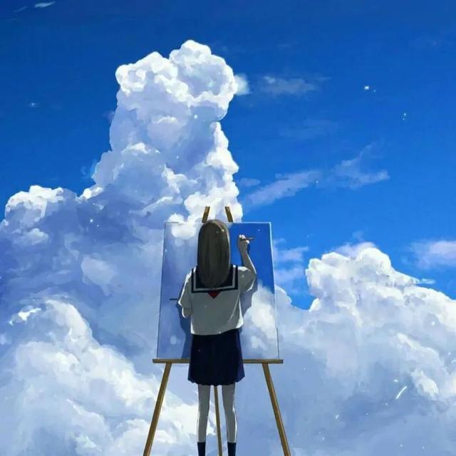 蓝色系手绘女生头像：被人理解是一件很奇妙的事