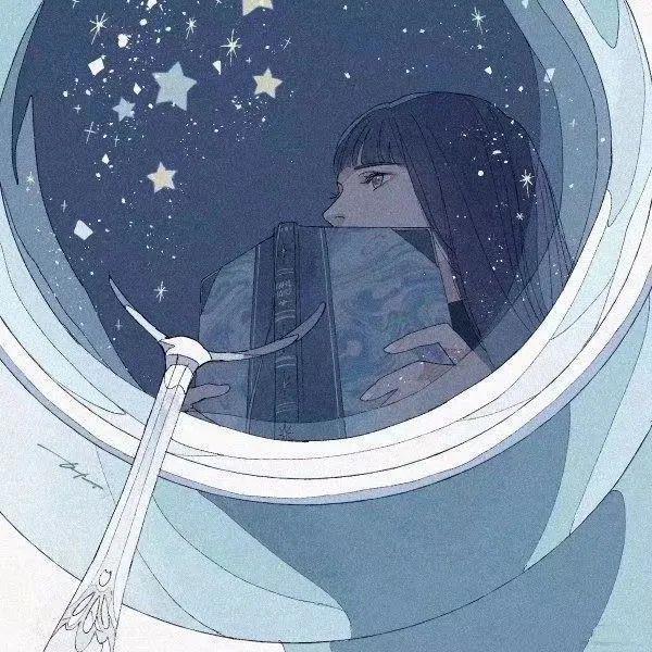 蓝色系手绘女生头像：被人理解是一件很奇妙的事