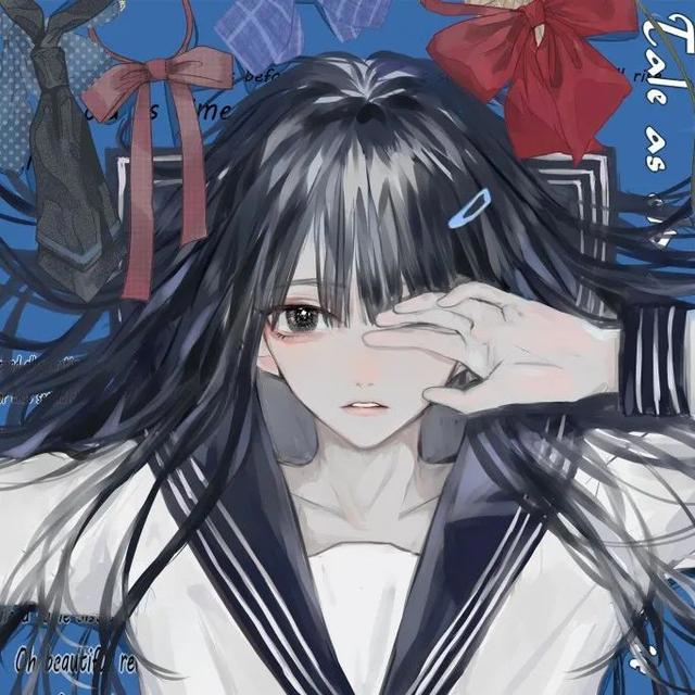 蓝色系手绘女生头像：被人理解是一件很奇妙的事