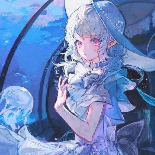蓝色系手绘女生头像：被人理解是一件很奇妙的事