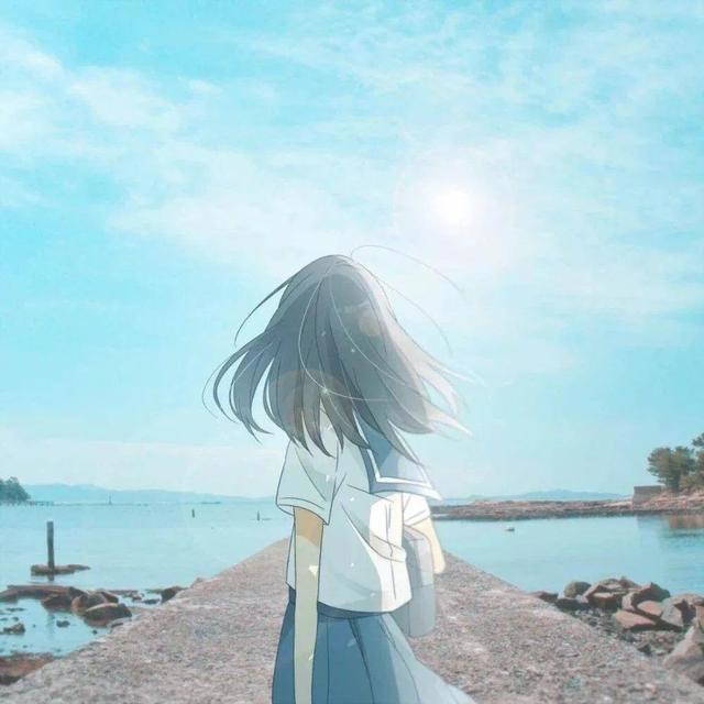 蓝色系手绘女生头像：被人理解是一件很奇妙的事