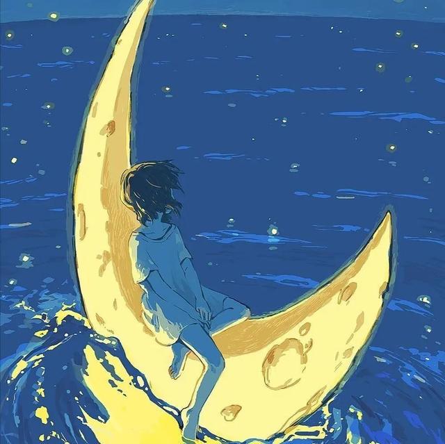 蓝色系手绘女生头像：被人理解是一件很奇妙的事