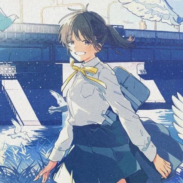 蓝色系手绘女生头像：被人理解是一件很奇妙的事