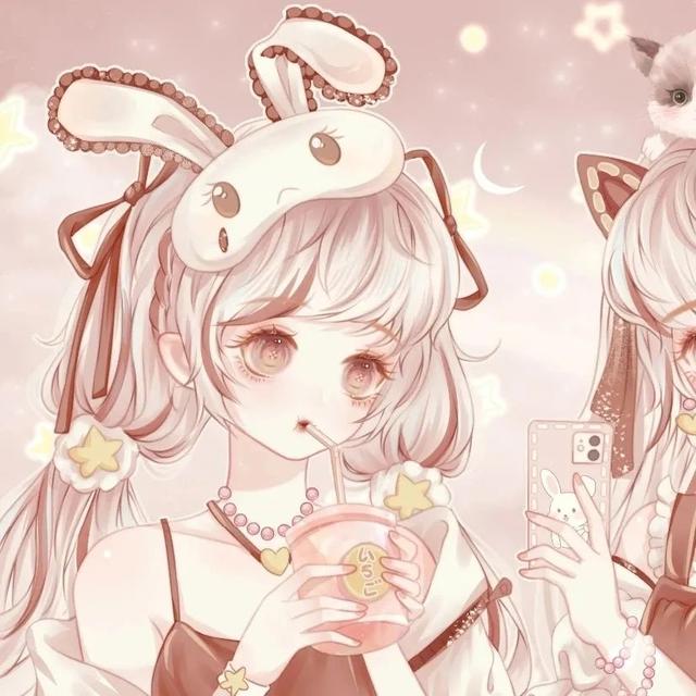 二次元可爱闺蜜头像｜擦肩而过