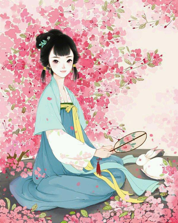 唯美头像：古风蓝衣美女插画，貌美如花，亭亭玉立的古风美人！