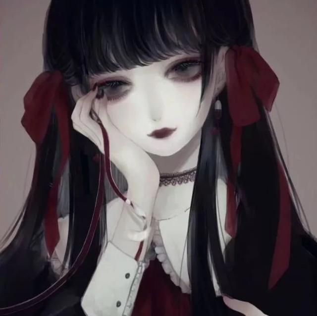 黑暗系二次元动漫女生头像：俏丽的侧影，虏获了某人的心