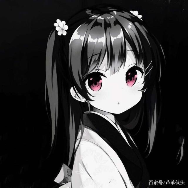 动漫女生头像：黑白系，酷丧