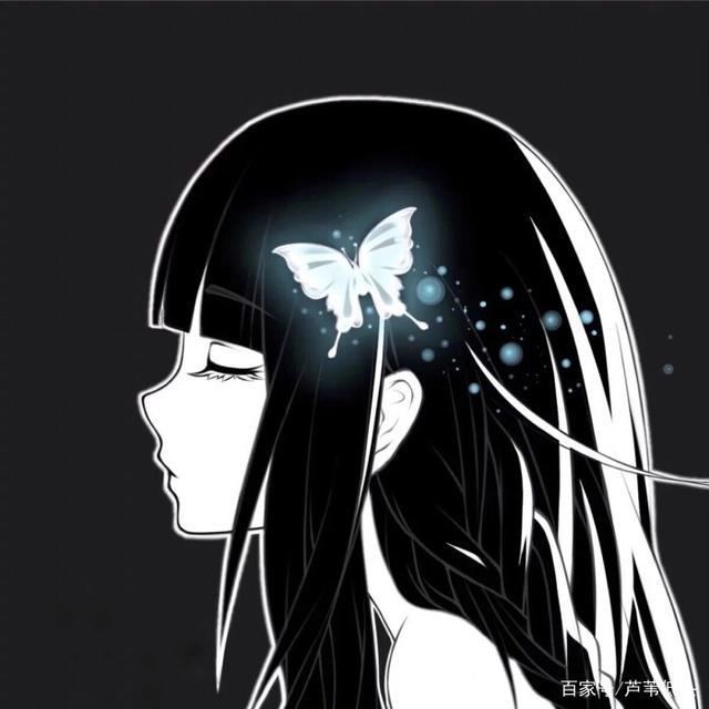 动漫女生头像：黑白系，酷丧