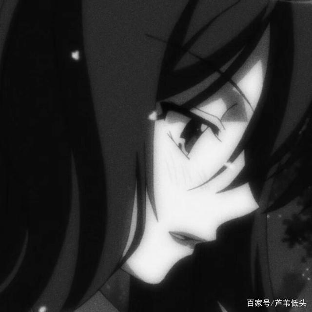 动漫女生头像：黑白系，酷丧