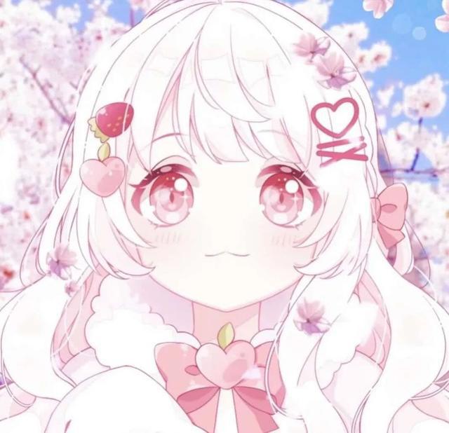 粉色动漫少女头像：卡哇伊