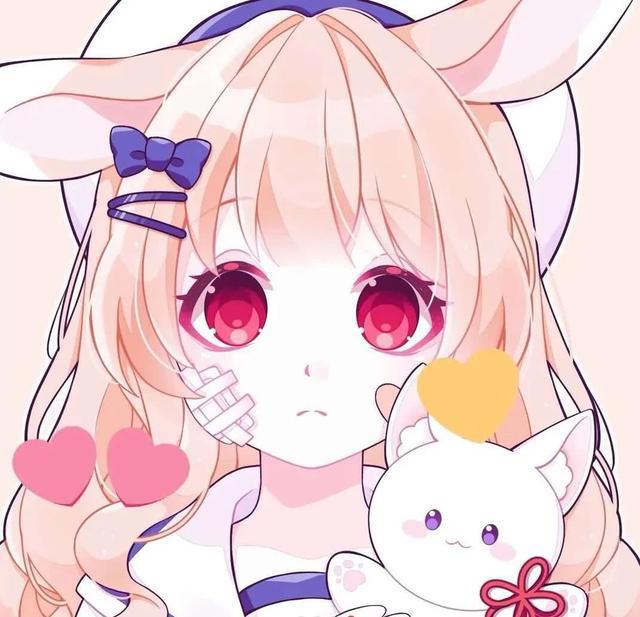 粉色动漫少女头像：卡哇伊